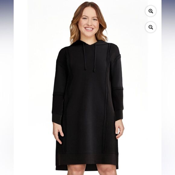 Time And Tru Women's Mixed Media Hooded Dress - Picture 1 of 4